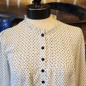Carolina Belle Montreal XS Coquette Girl Polka Dot Blouse Ruffles Feminine Work